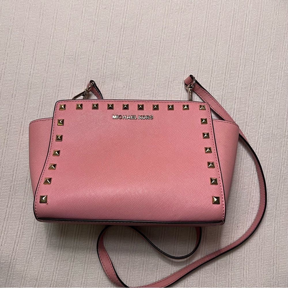 Michael Kors Sandrine stud guava pink crossbody